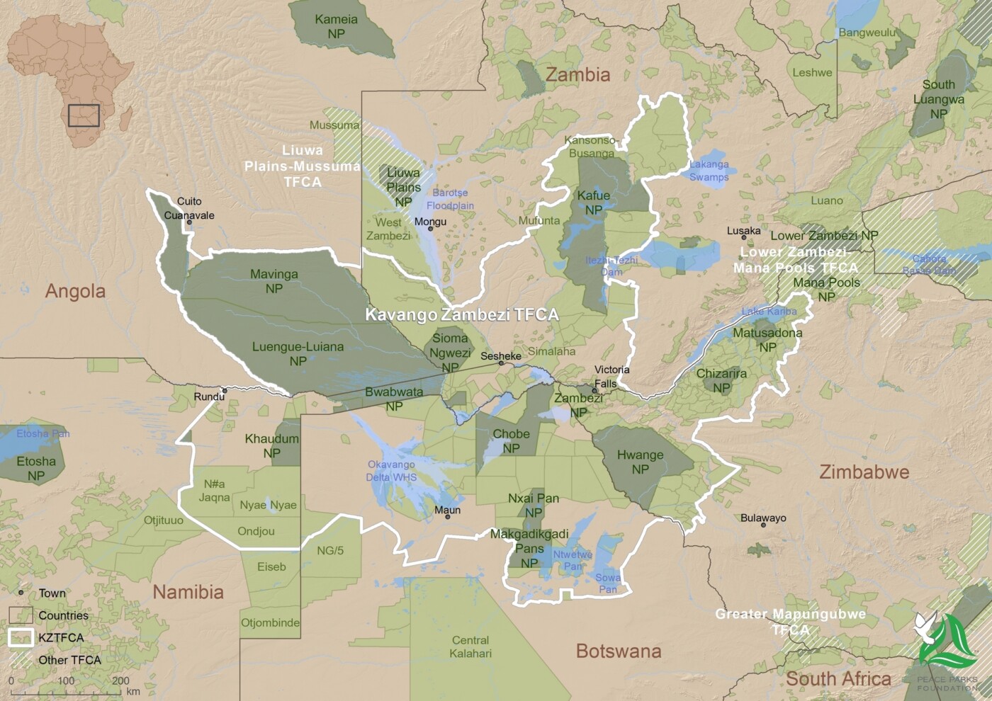 Map KAZA incl Simalaha